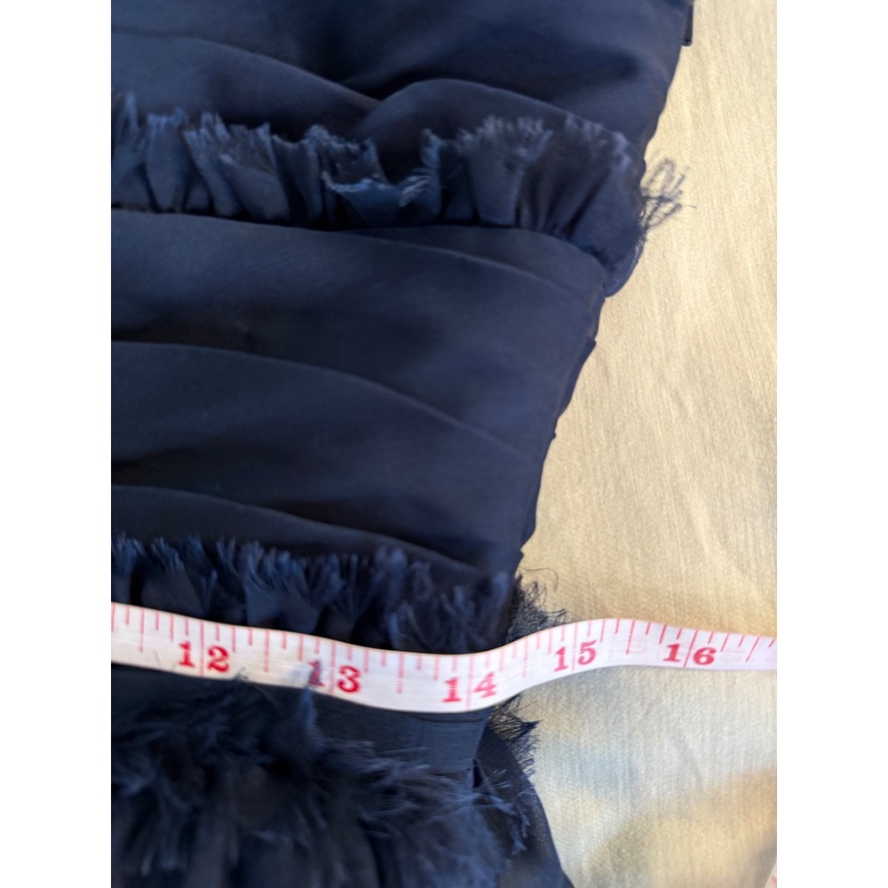 ML Monique Lhuillier Bridesmaids Navy Chiffon Strapless Gown Dress Size 6 - Picture 7 of 9